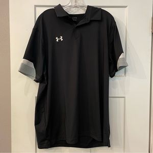 NWOT Under Armour Black Polo with Grey & White Sleeve Detail